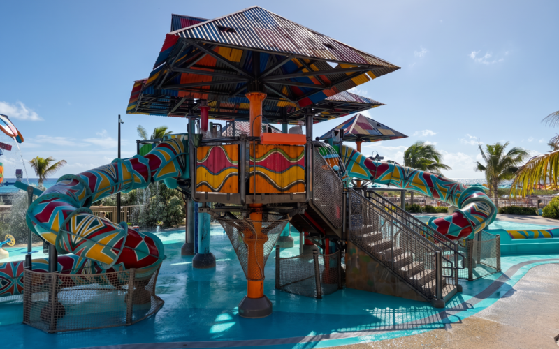 Colorful water park slides Disney Cruise