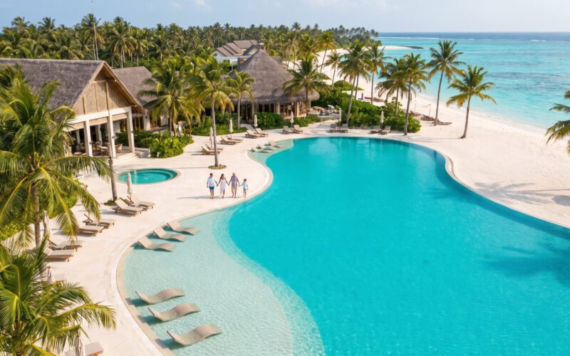 Tropical beach resort pool